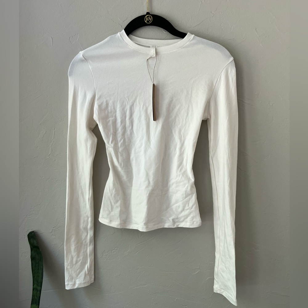 🤍SKIMS COTTON JERSEY LONG SLEEVE T-SHIRT IN MARBLE XXS